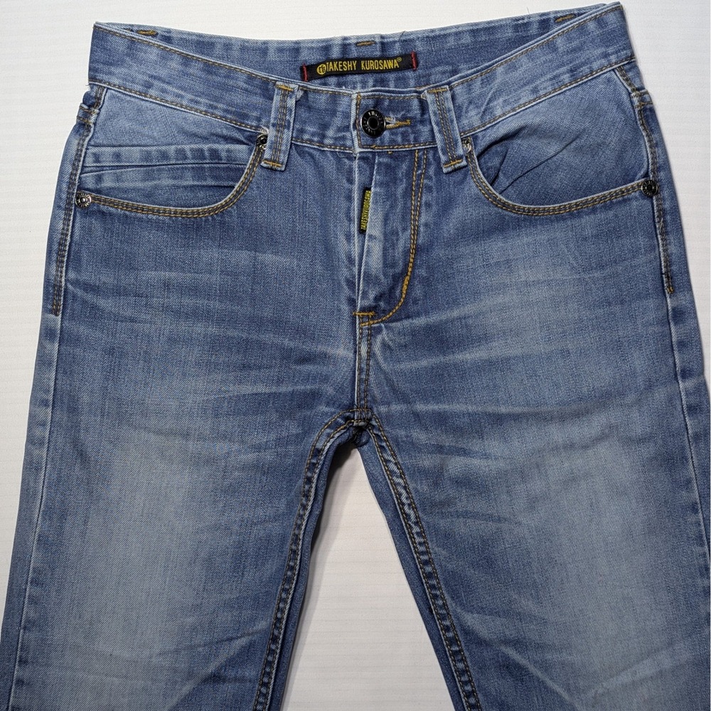 Takeshy Kurosawa Men Straight Leg 100% Cotton Denim Jeans Size 31 Medium Wash